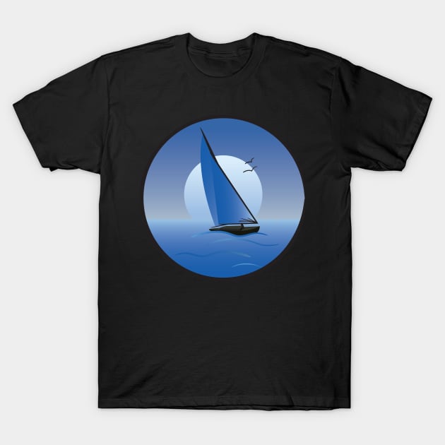 Sailboat with a Blue Moon T-Shirt by PauHanaDesign